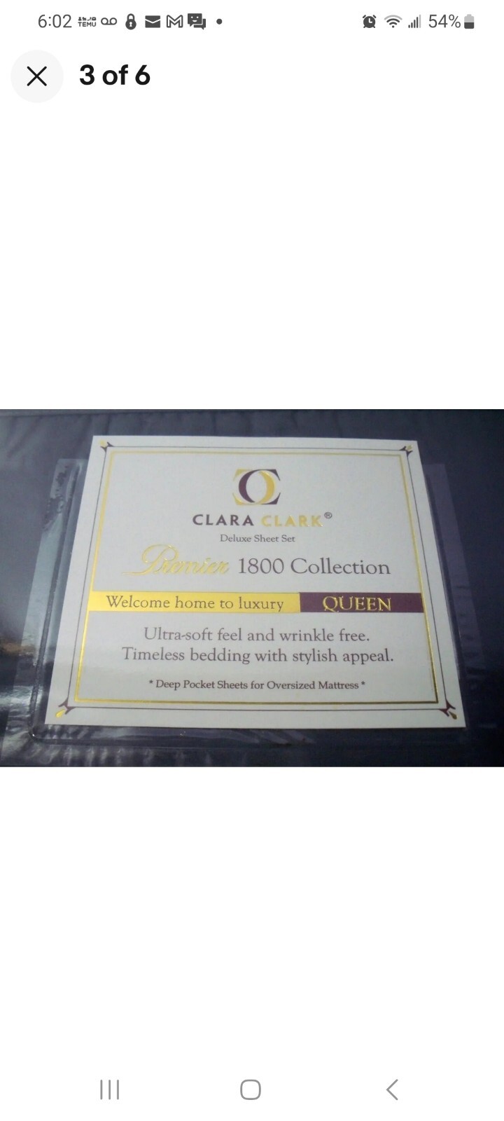 Clara Clark Deluxe Queen Sheet Set Premier 1800 Collection, Dark Gray, New!
