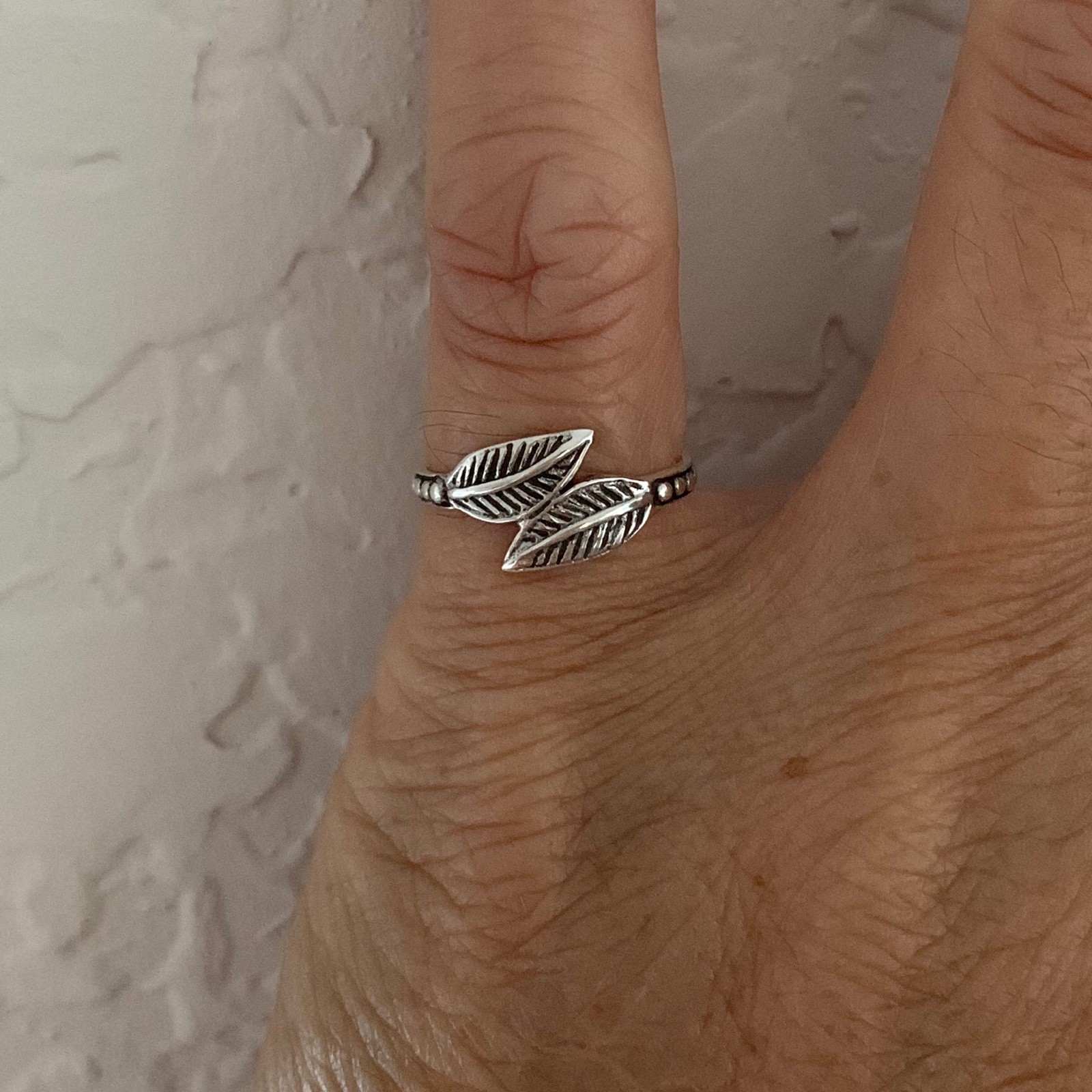 Sterling Silver Double Leaves Toe Ring, Silver Ring, Leaf Ring, Tree Rings