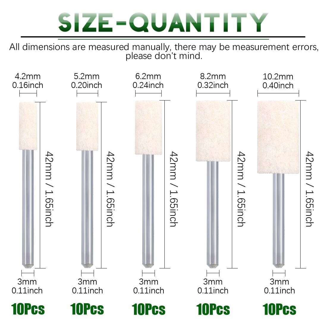 Keadic 100pcs Multifunctional Wool Felt Polishing Bits Mandrel Kit - 2