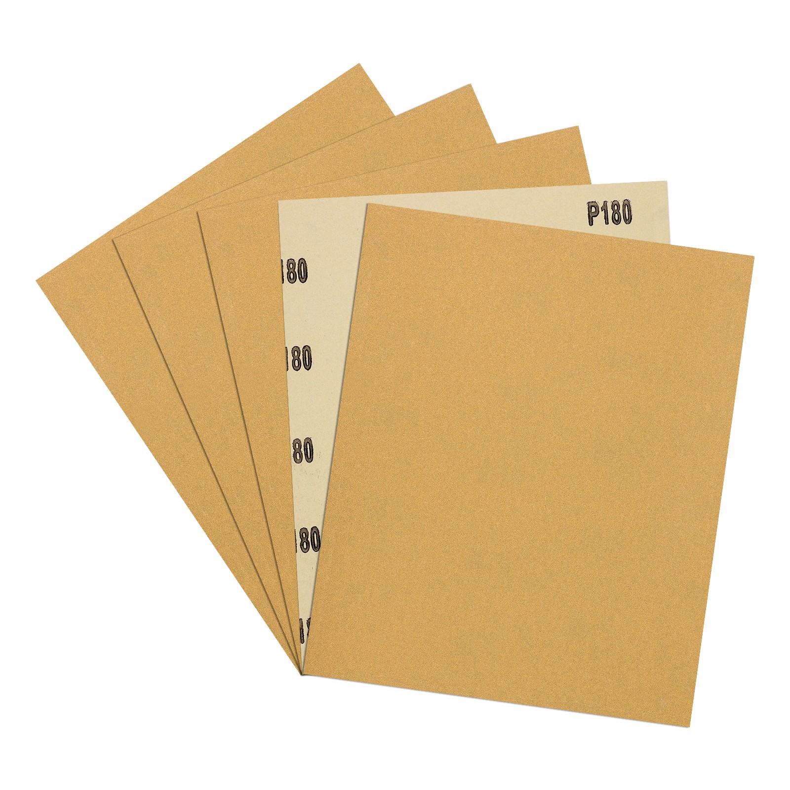 Sandpapers (9" x 11"/229mm x 279mm) 5 Sheet, 180 Grit Gold Sand Paper