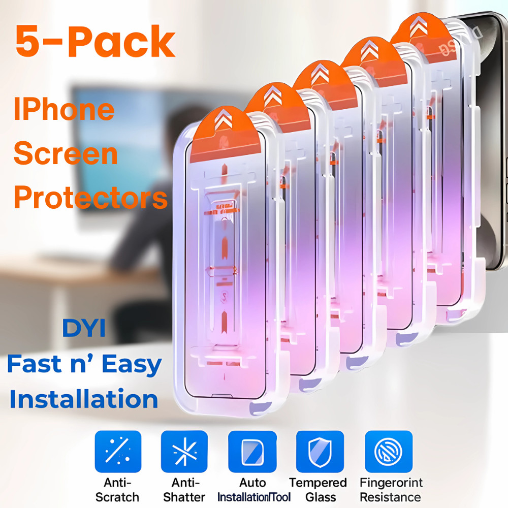 5x Tempered Glass Screen Protector For iPhone 15 14 13 12 Pro Max Dust-Free Kit