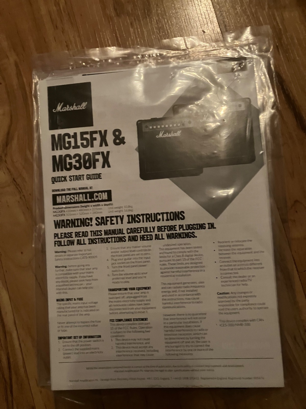 Marshall MG15FX MG30FX Quick Start Guide Manual