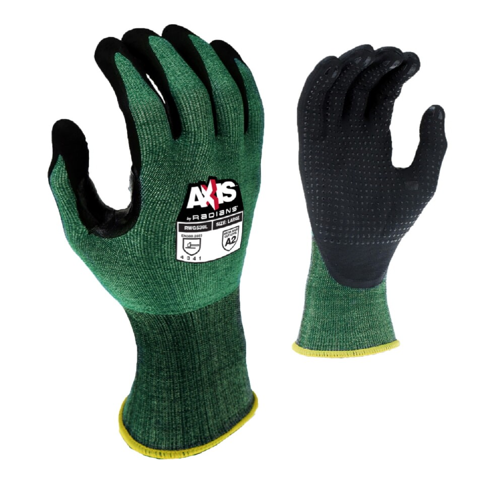 Radians RWG538 Foam Nitrile Coated Cut A2 Work Glove 18-Gauge [12 PACK]