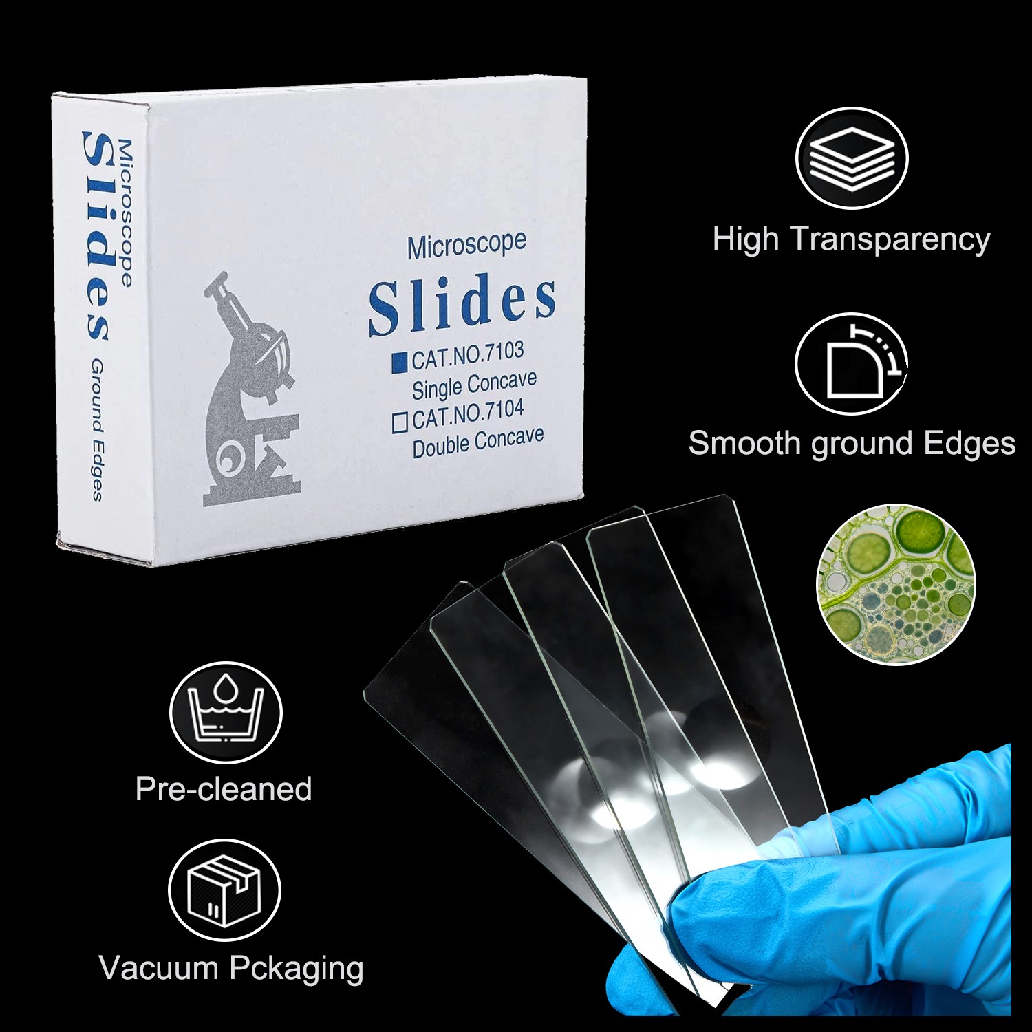 50x Single Concave Microscope Slides Pre-Cleaned Clear Glass Slides 25.4x76.2mm