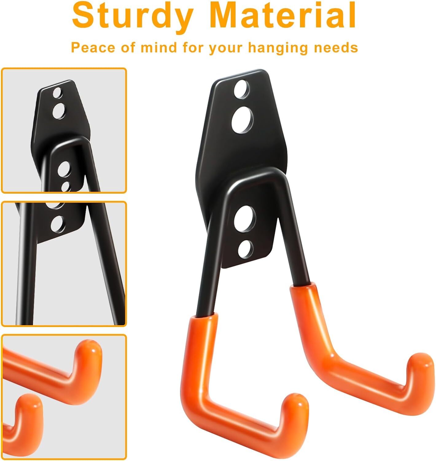 KURUI Heavy Duty Garage Hooks for Hanging, 2 Pack 2.8 Inch, Orange
