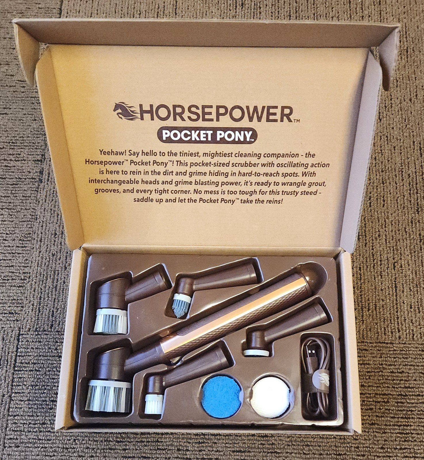 Horsepower Pocket Pony Gold Waterproof 5 Brush Heads & LED AS-SEEN-ON-TV