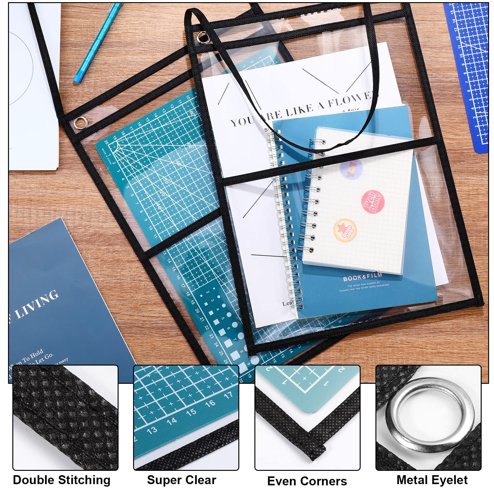 Epakh 30 Pack Shop Ticket Holders 9 x 12 Inch Work Order Plastic Black