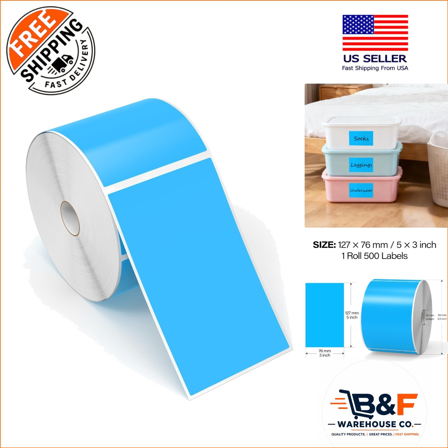 High Visibility 500 pcs 3" x 5" Waterproof Vinyl Labels - Organize Effortlessly