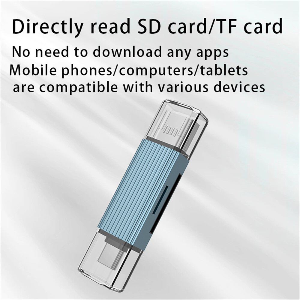 4-in-1 SD/TF Card Reader OTG USB-C to USB 3.0 Adapter Android iPhone Tablet PC