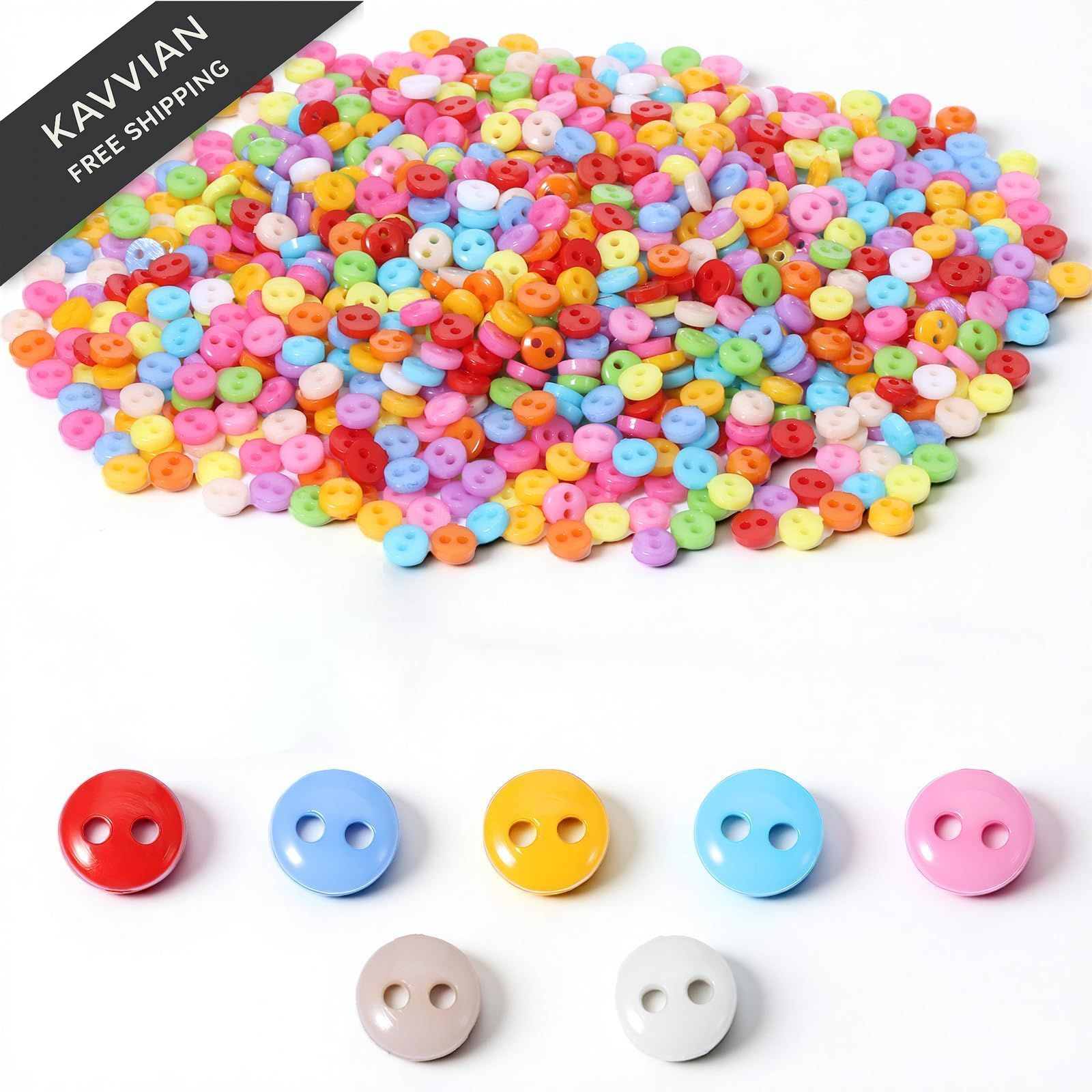 1000PCS Tiny Buttons, Mini Buttons for Crafts, 6mm Round 6mm, Mixed Color