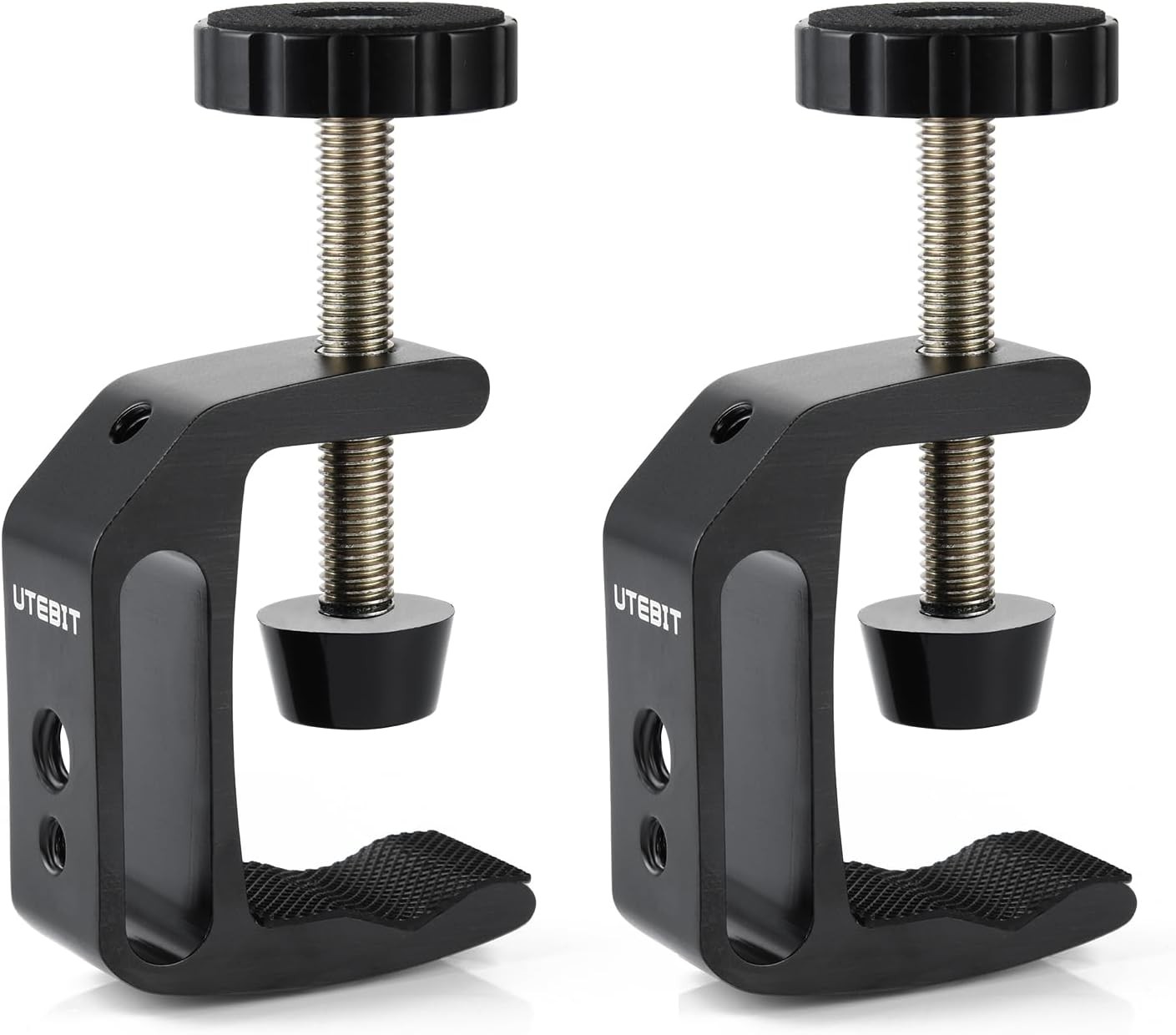 UTEBIT Small C Clamps 2 inch with 1/4" and 3/8" Thread 2 PACK C-CLAMP, Black