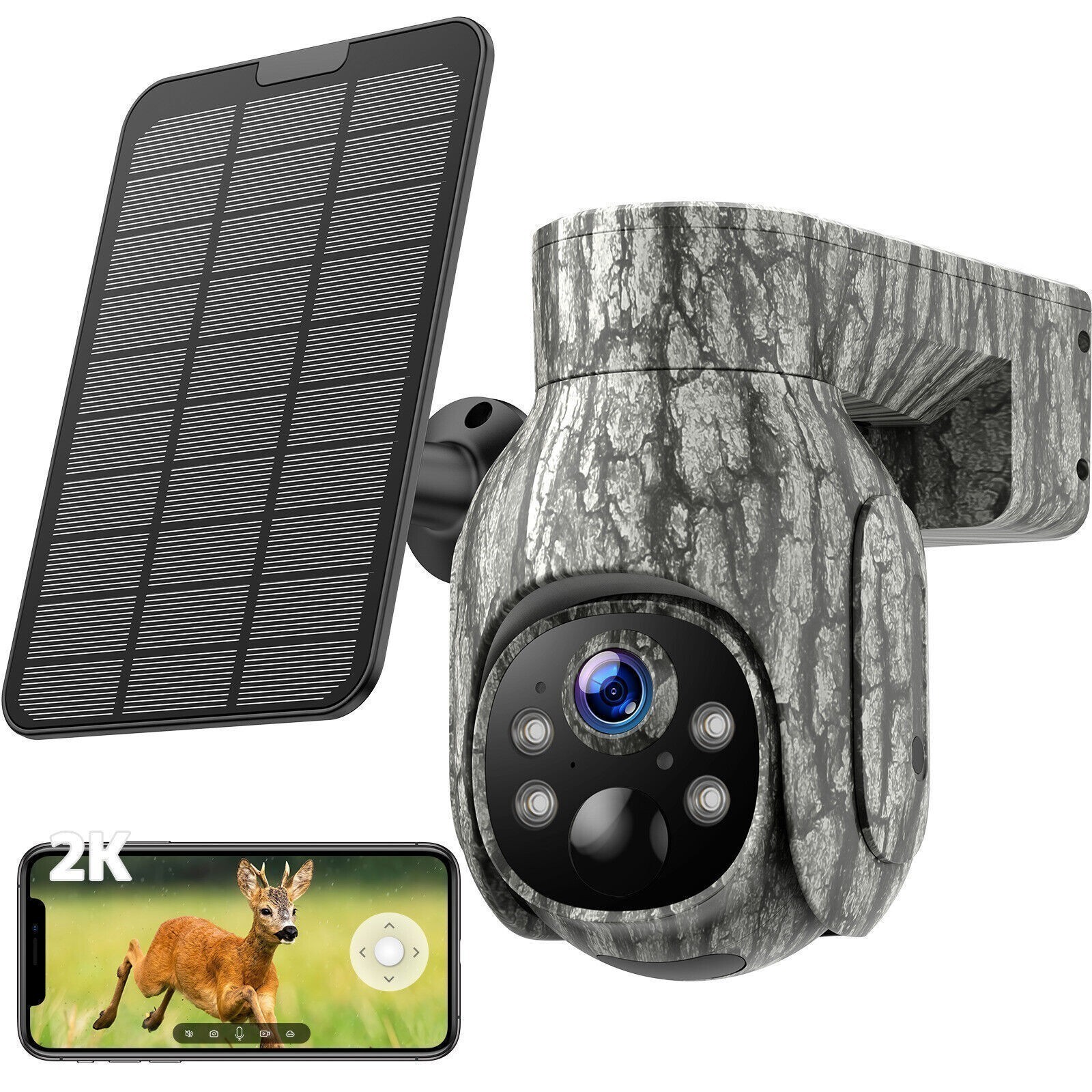 2* Campark 2K 4G LTE Cellular Solar PTZ Trail Camera Security Camera + SIM Card