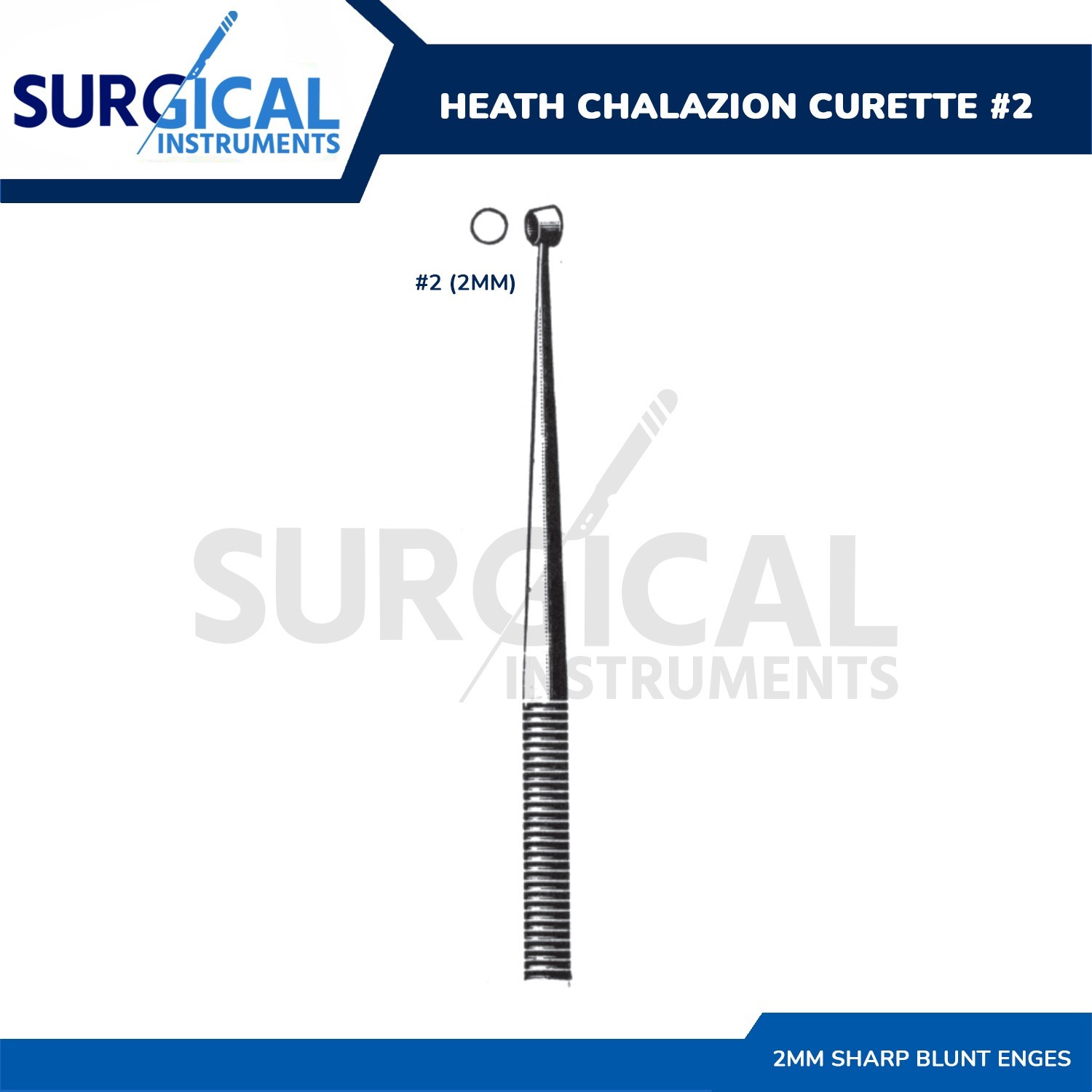 Heath Chalazion Curettes Surgical Dermal Ophthalmic Instruments #2 German Grade