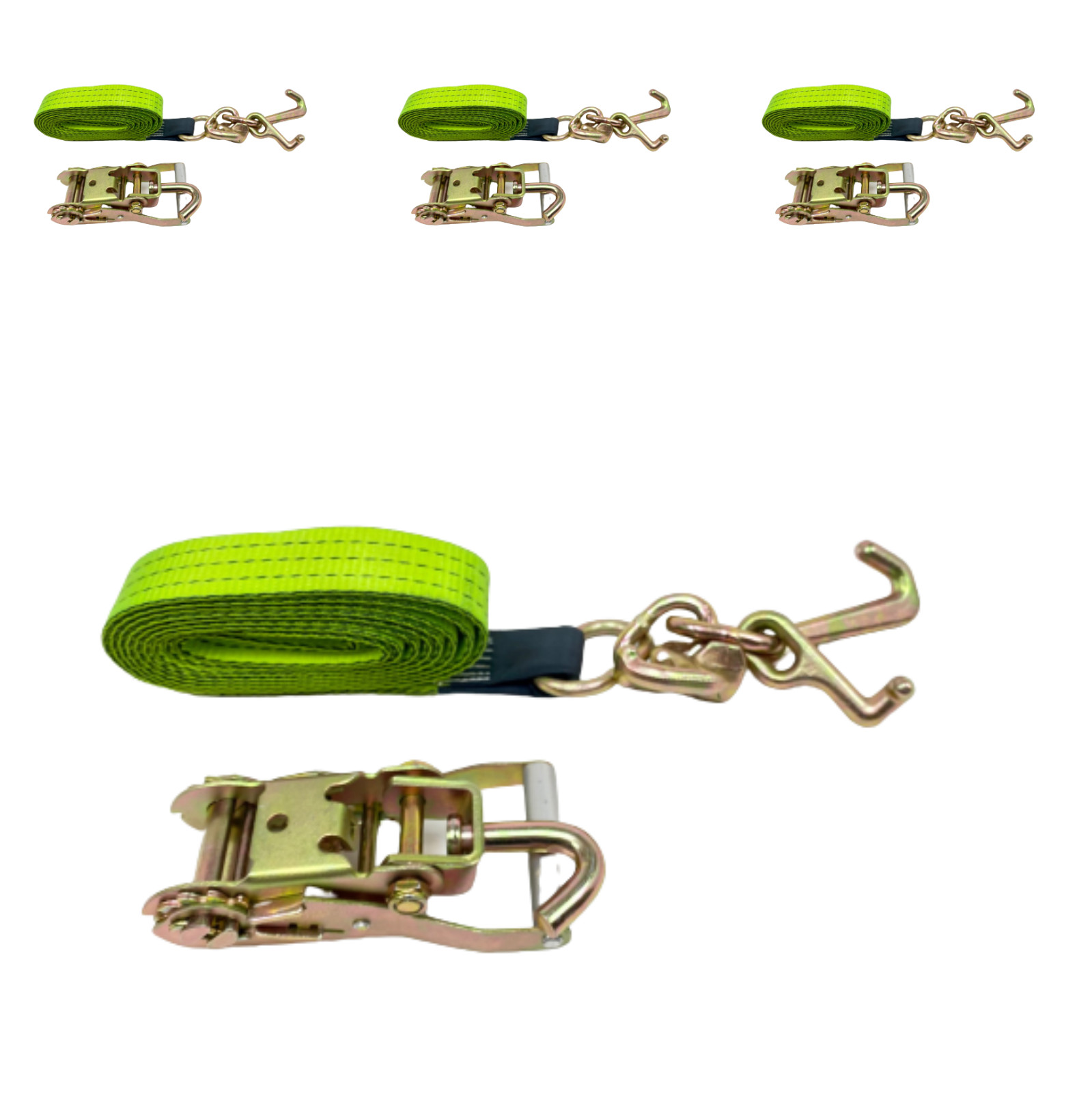2" x 12' Strap with RTJ Cluster Hooks with Swivel J Ratchets (4 PACK)
