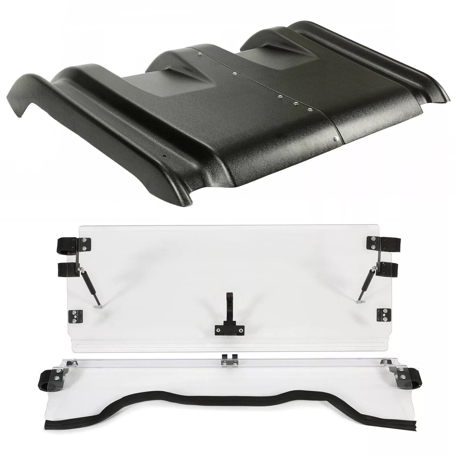 Clear Flip Front Windshield+Black Hard Top Roof For Honda Pioneer 700 2014-2025