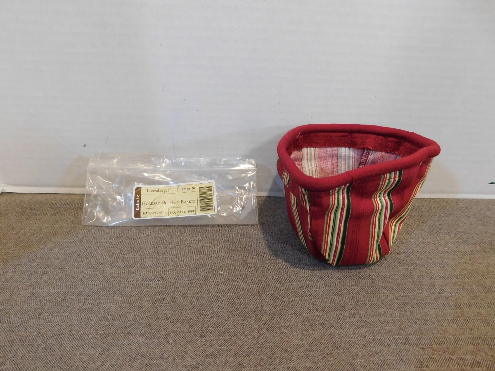 Longaberger Holiday Helper Basket Liner- Holiday Stripe NEW