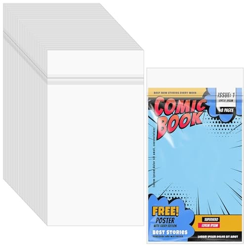 PCS Resealable Current/Modern Comic,Thick Clear Plastic Sleeves for 80 Bags