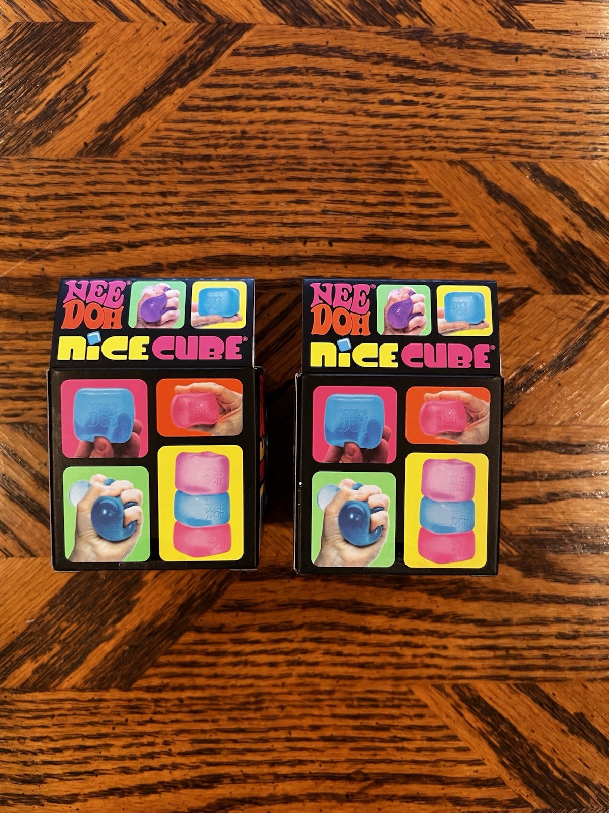 Nee Doh Nice Cube Super Solid Squish. Set of 2- Blue & Pink
