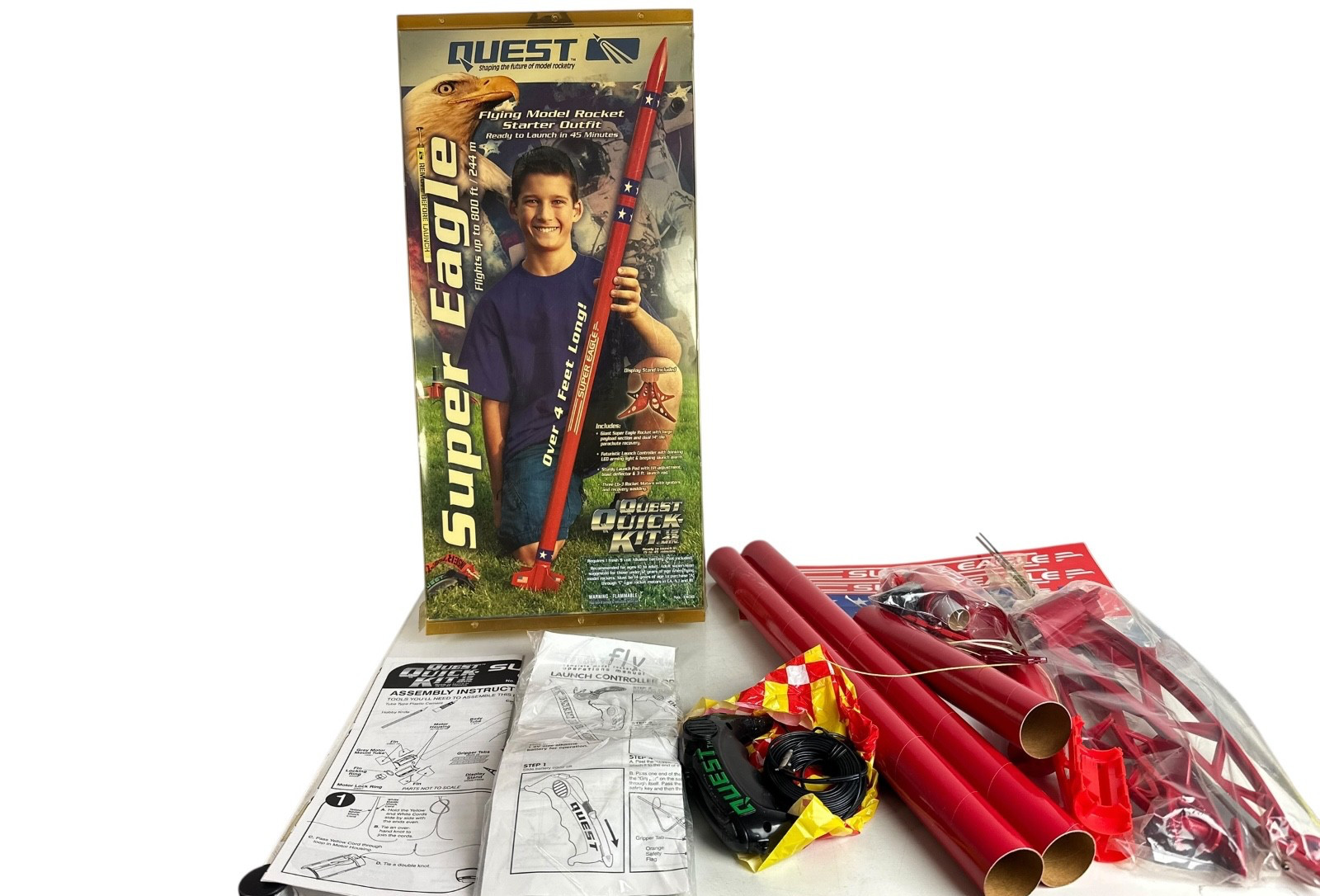 Quest Super Eagle Flying Model Rocket #1408 Open Box NO ENGINES