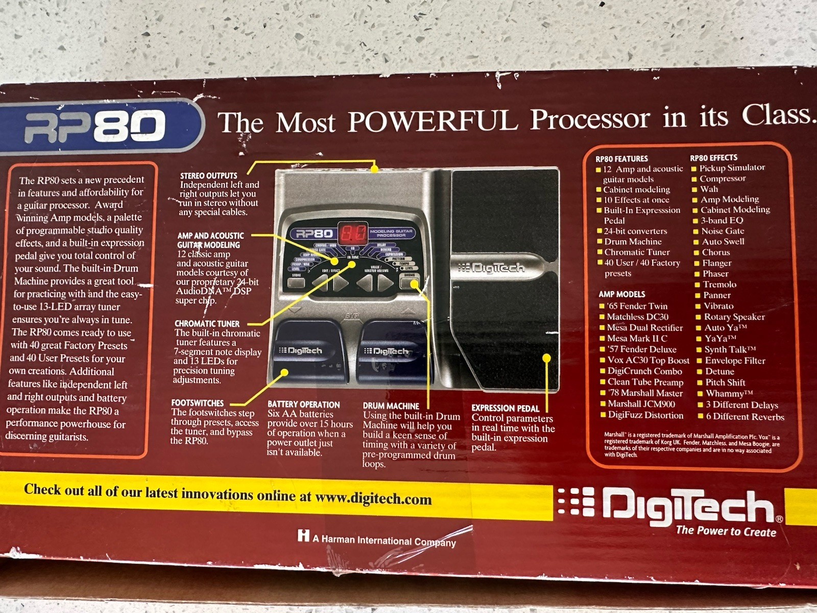 DigiTech RP80 Multi Effects Pedal Modeling Guitar Processor with power supply