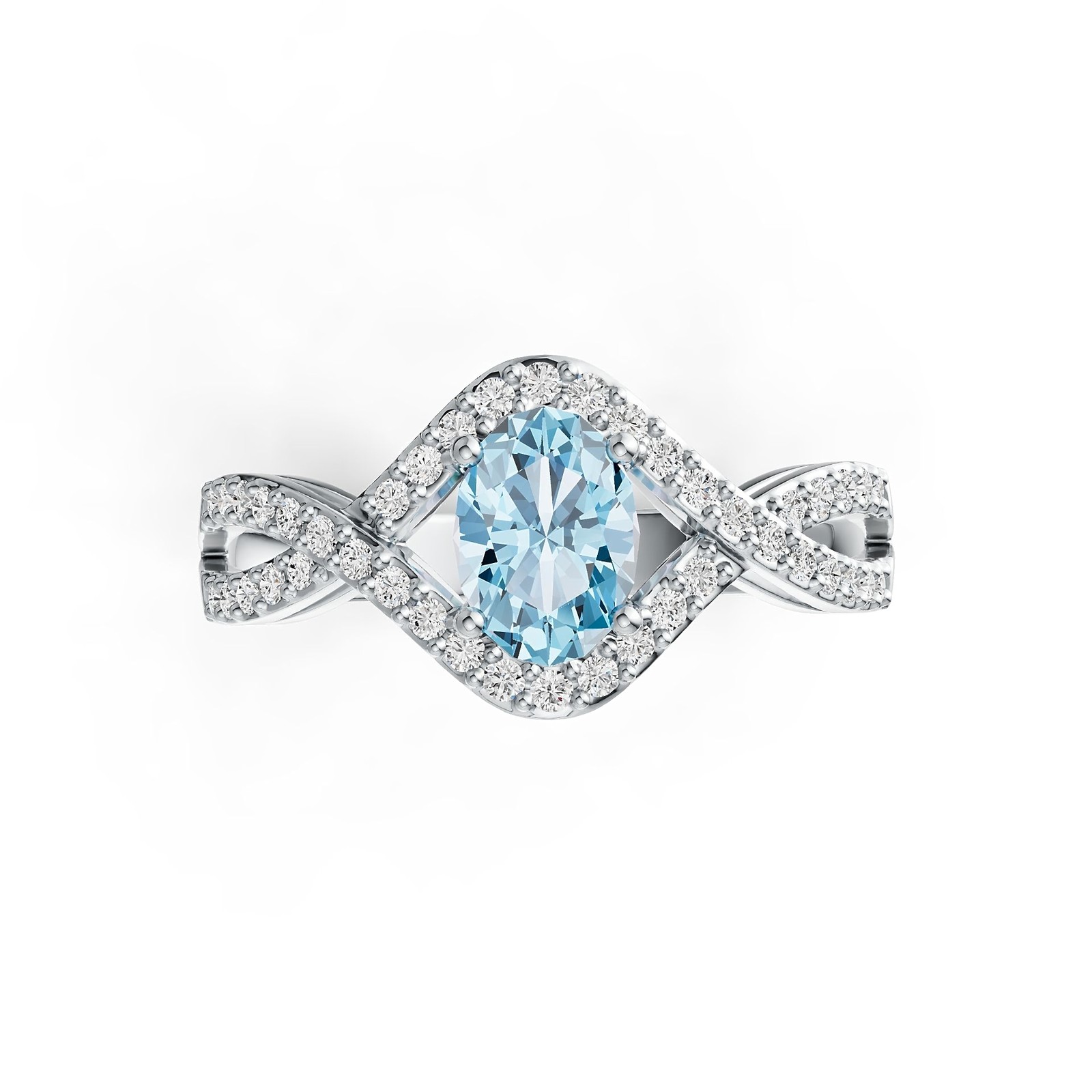 Sterling Silver Semi Mount Ring Setting Oval OV 7X5mm with White Topaz