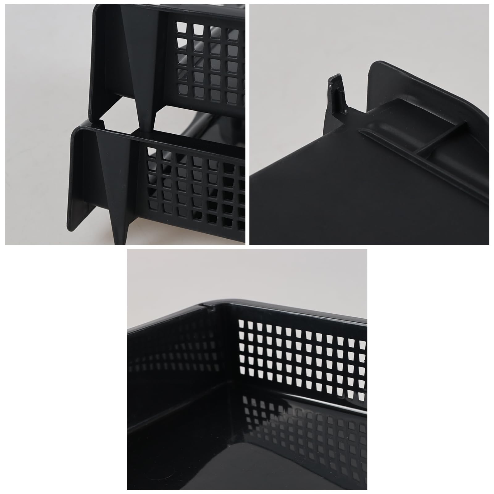 6 PCS Black Stackable Plastic Desktop Document Paper Sorter Bin Holder Tray Rack