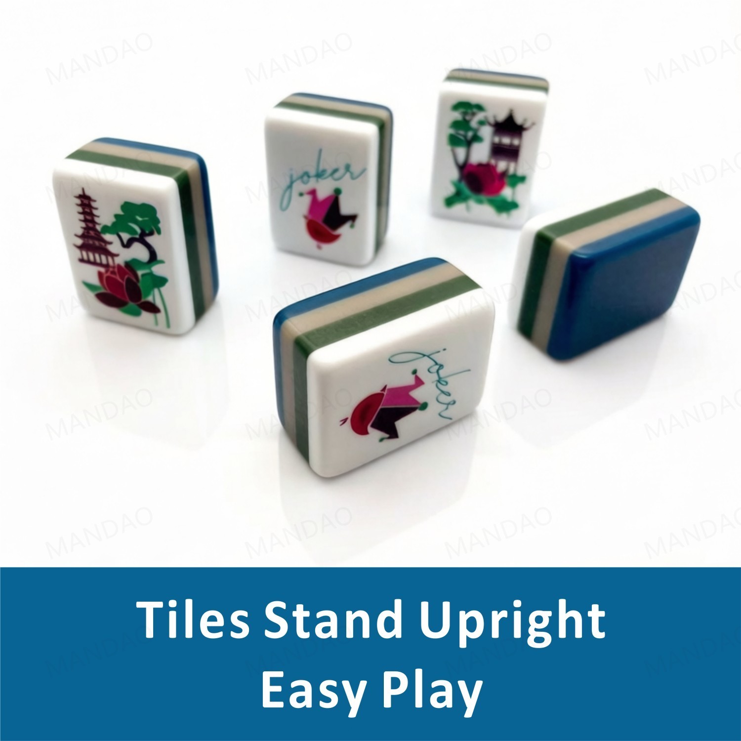 NEW! Vibrant Layered Mahjong Tiles – American Set 160 Tiles - Navy Blue