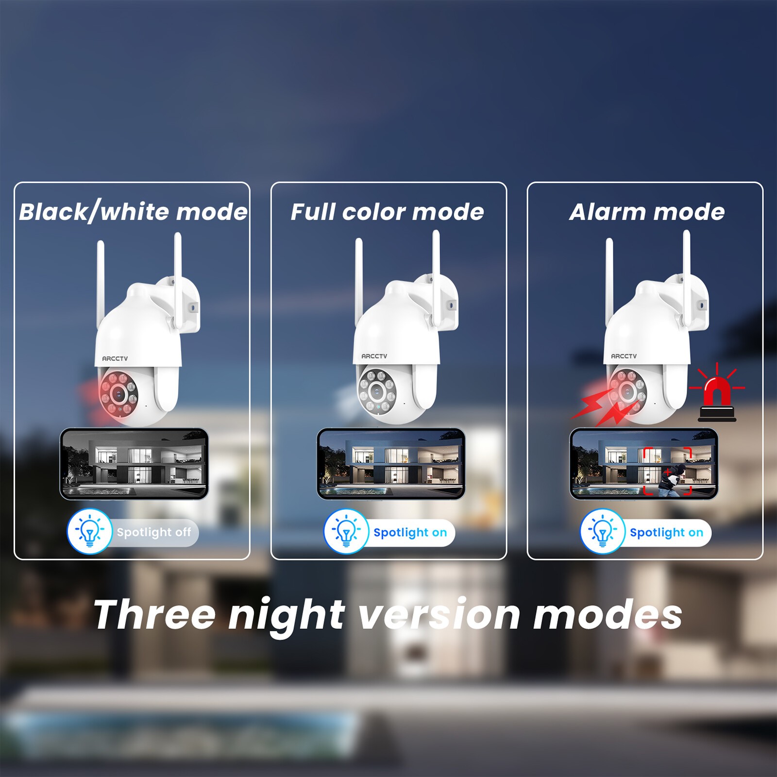 ARCCTV Wireless Security Camera System Pan/Tilt WiFi Camera Outdoor Night Vision