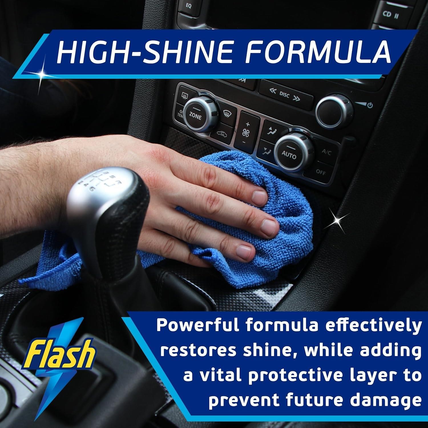 FLASH Trim & Rubber Care Dashboard Bumper Protector & Cleaner Spray 6x500ml