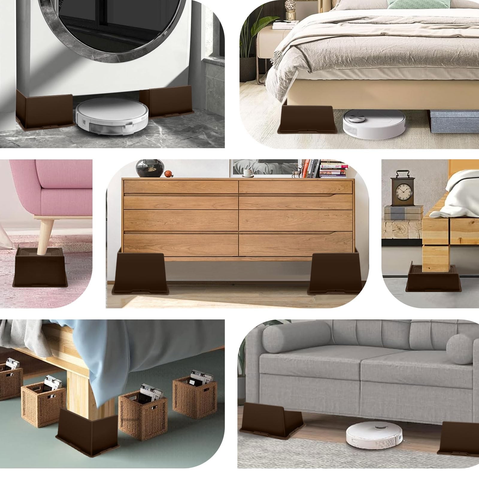 Bed Risers 6 Inch Heavy Duty,Oversized Couch Risers, Extra Wide Furniture Ris...