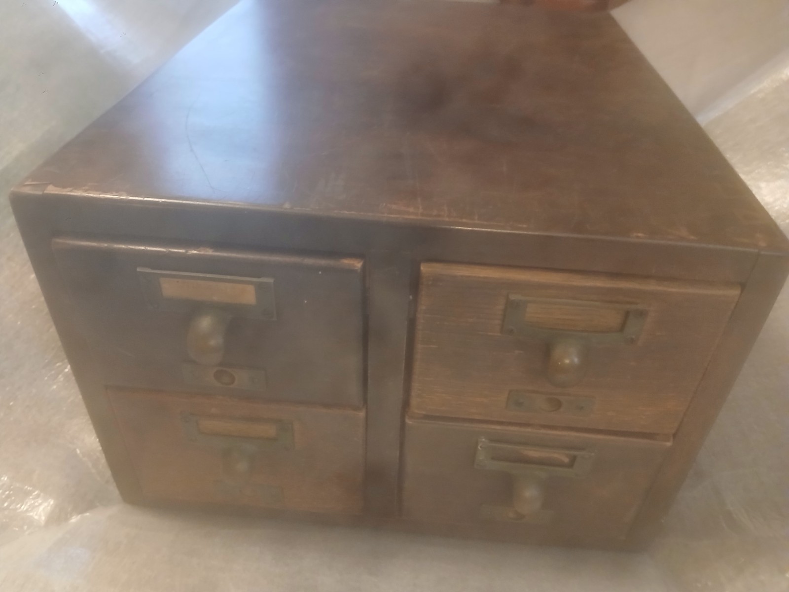 Vtg. GAYLORD BROS. Index Card Catalog  4 - drawer HARD Wood 9 1/4"x 13 3/4"x17"
