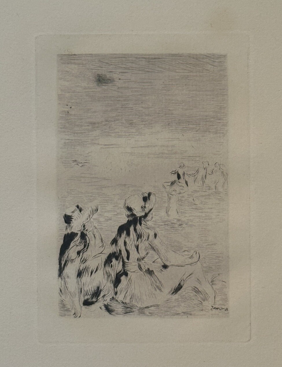 RENOIR, Pierre-Auguste 3rd State Drypoint Etching-Sur la Plage a Berneval c 1892