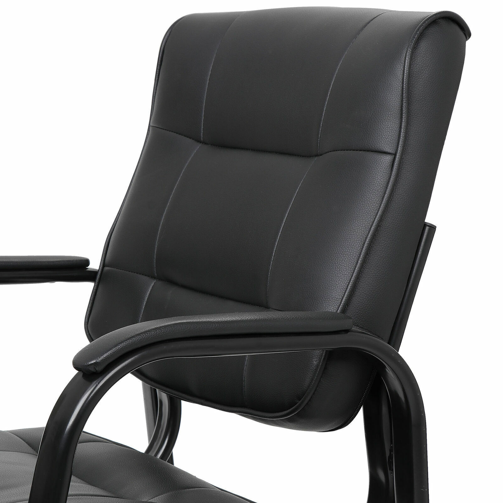 3PCS Classic Leather Guest Reception Waiting Room Office Desk Side Chairs Black