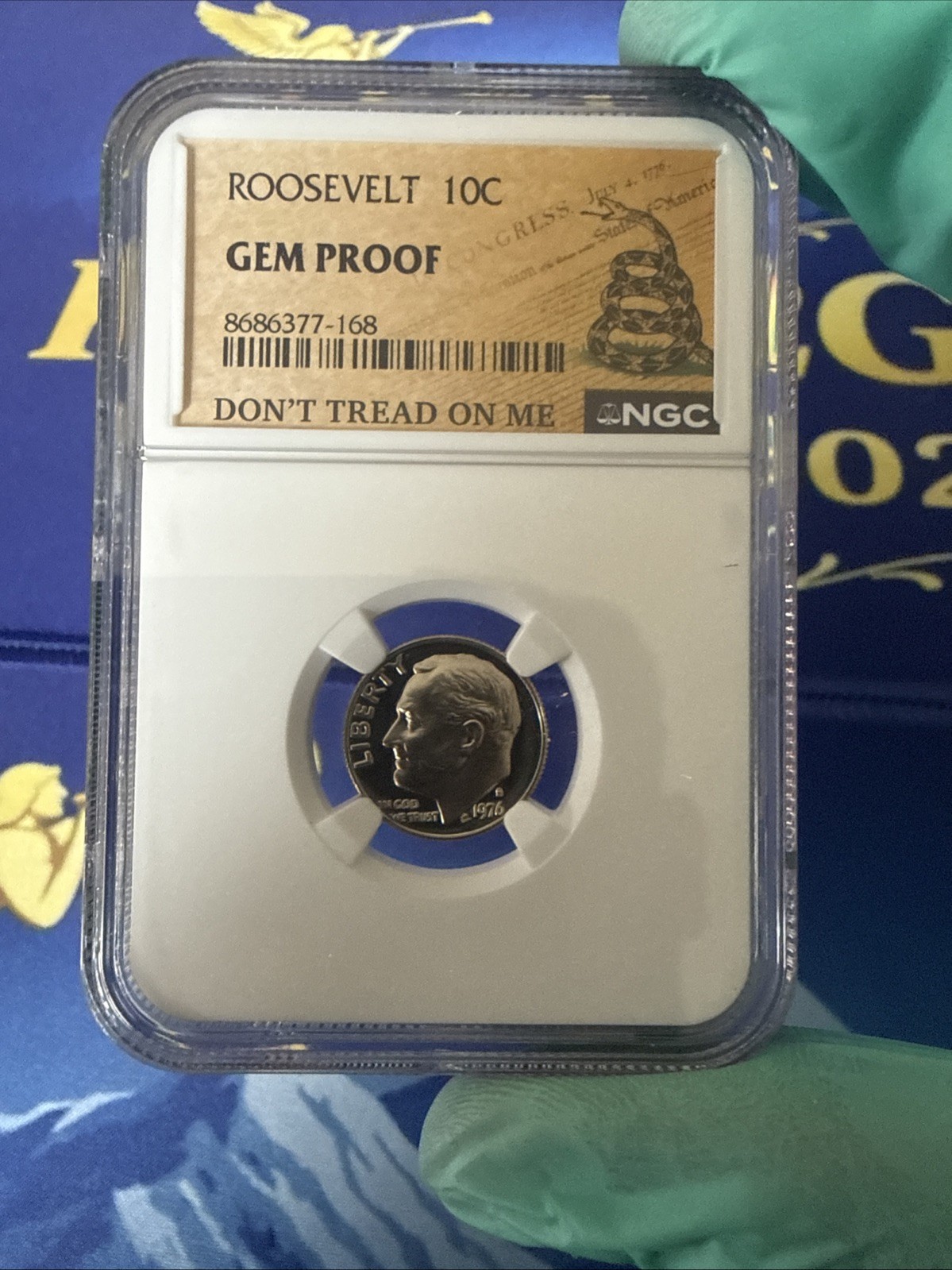 1976 Roosevelt 10c NGC Gem Proof Gem Proof “DON’T TREAD ON ME” NGC Slab