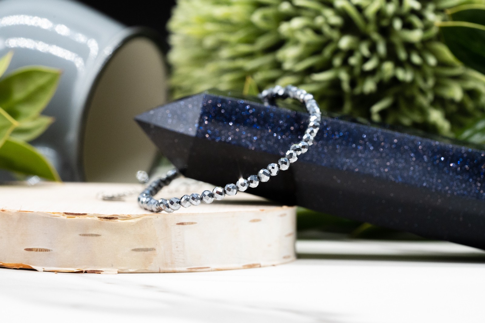 Hematite Crystal Sparkling Faceted Seed Beads Crystal Bracelet