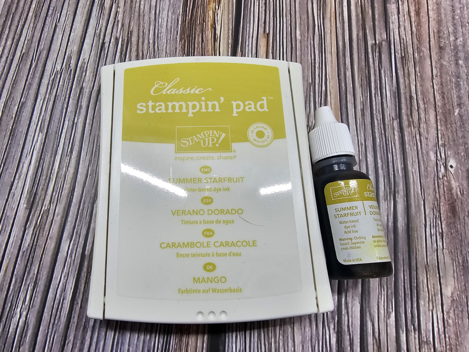 STAMPIN' UP! SUMMER STARFRUIT Classic Ink pad & FULL REFILL Old Style FOAM