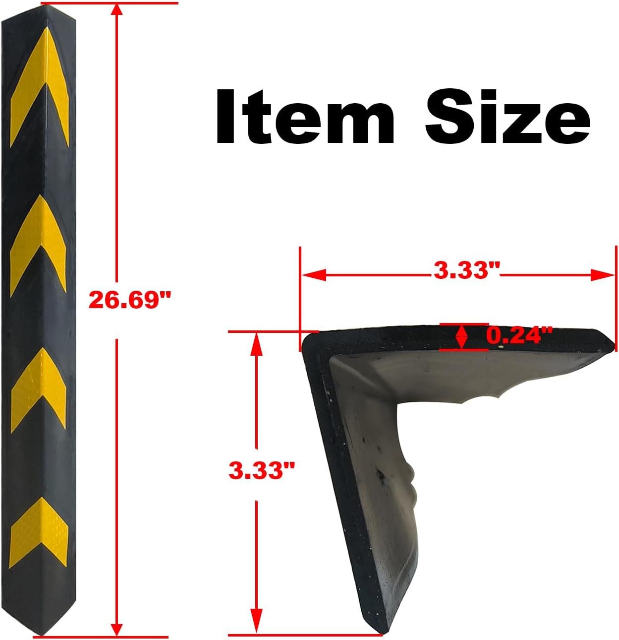 6 Pack Reflective Corner Guard Wall Corner Protector 27" Rubber Wall Protectors