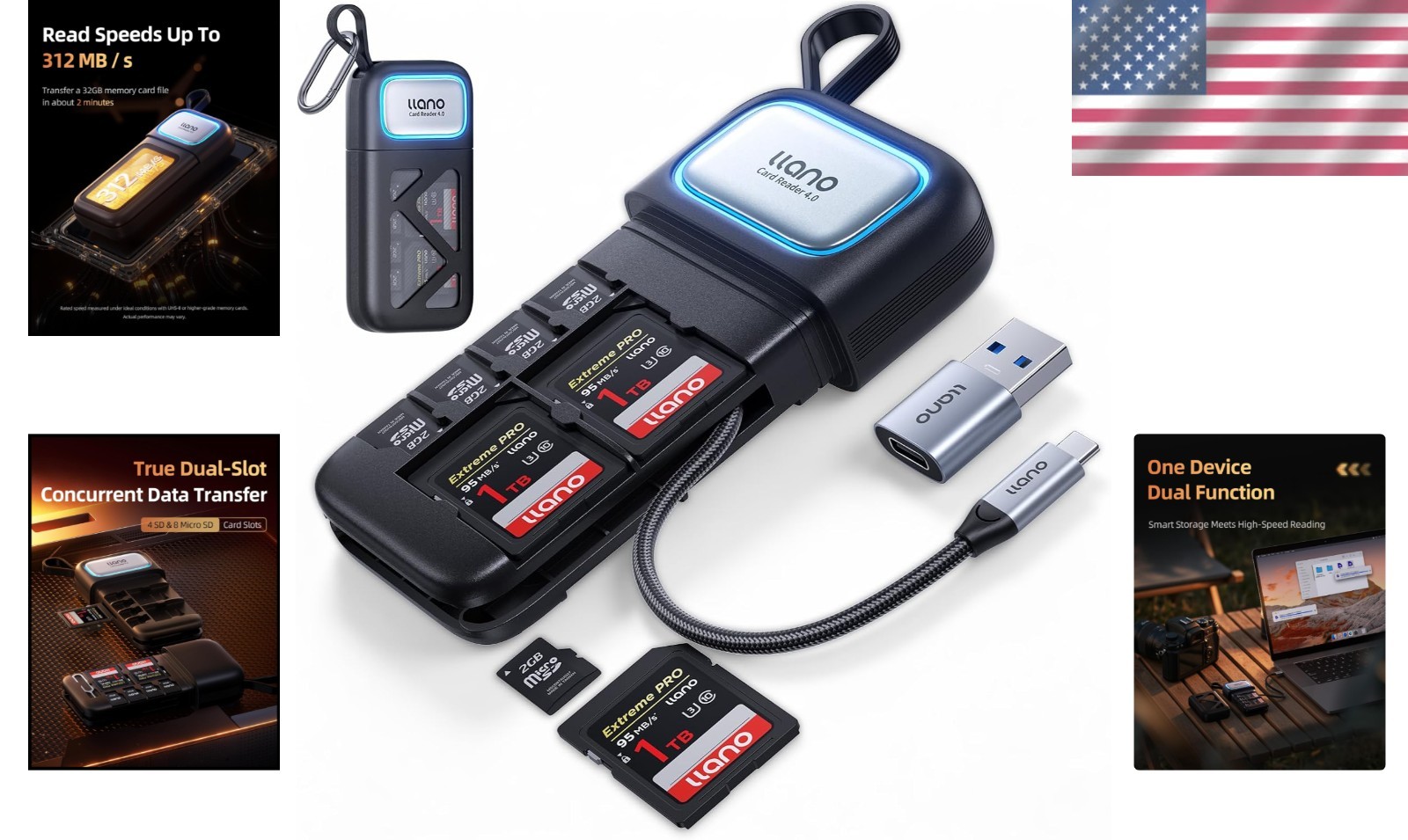 High Speed 2-in-1 Card Reader Case, USB 3.2 Gen1