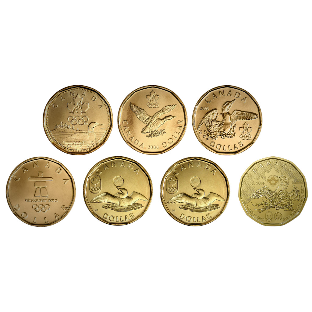 Canada 2004 - 2016 Complete BU UNC 7 Coin Olympic Lucky Loonie Set!!
