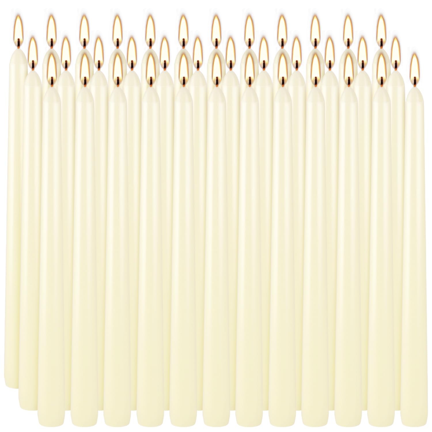 YOROXRG 36 Pack Ivory White Taper Candles, 7-8 Hours Burn Time, Ivory-36