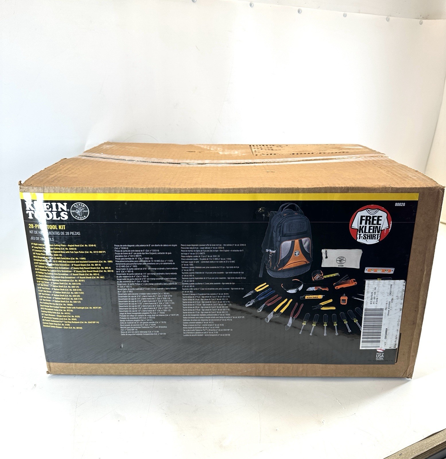 Klein Tools 28 Piece Electrician's Tool Kit W/ Backpack Model 80028
