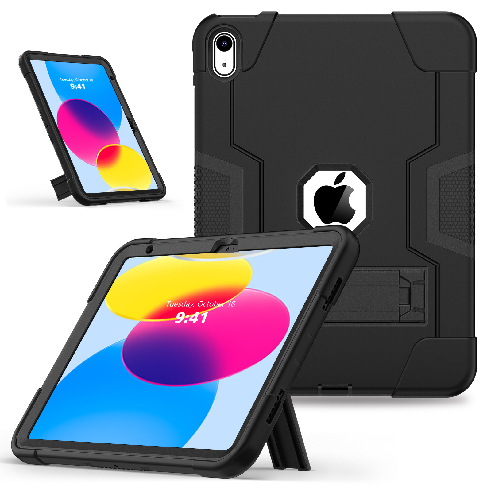 For iPad 6th 7th 8th 9th 10th 11th Generation (A16) Heavy Duty Hard Stand Case