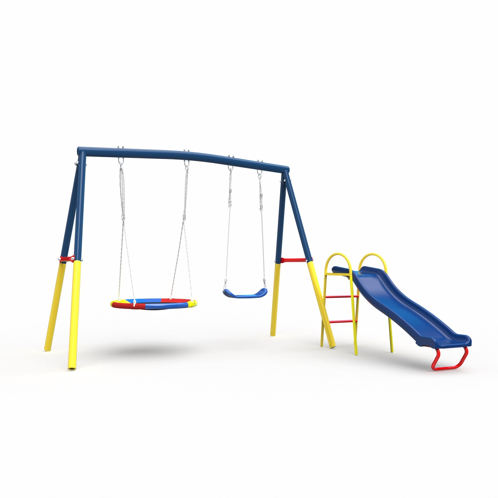 Swing Sets For With Kids Slide Outdoor Heavy-Duty Metal Playset 3 In 1
