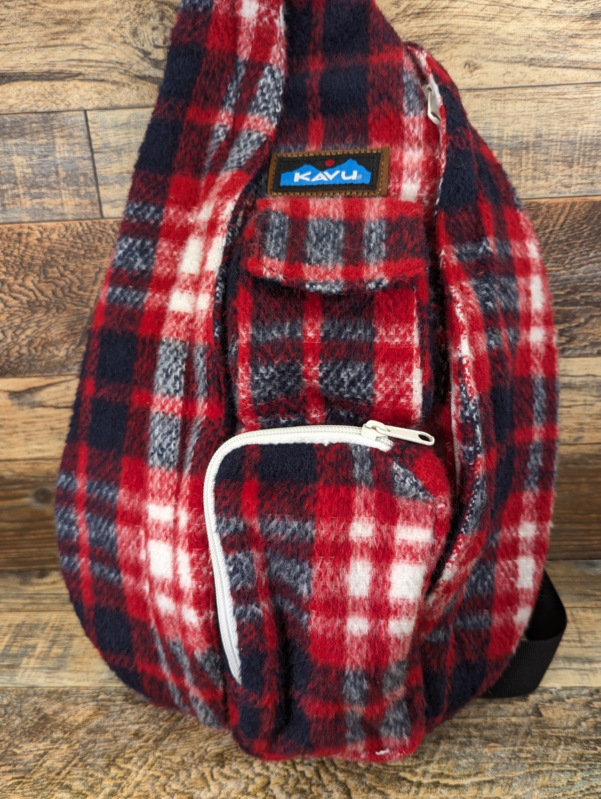 Kavu Rope Sling Plaid Fleece Bag Backpack