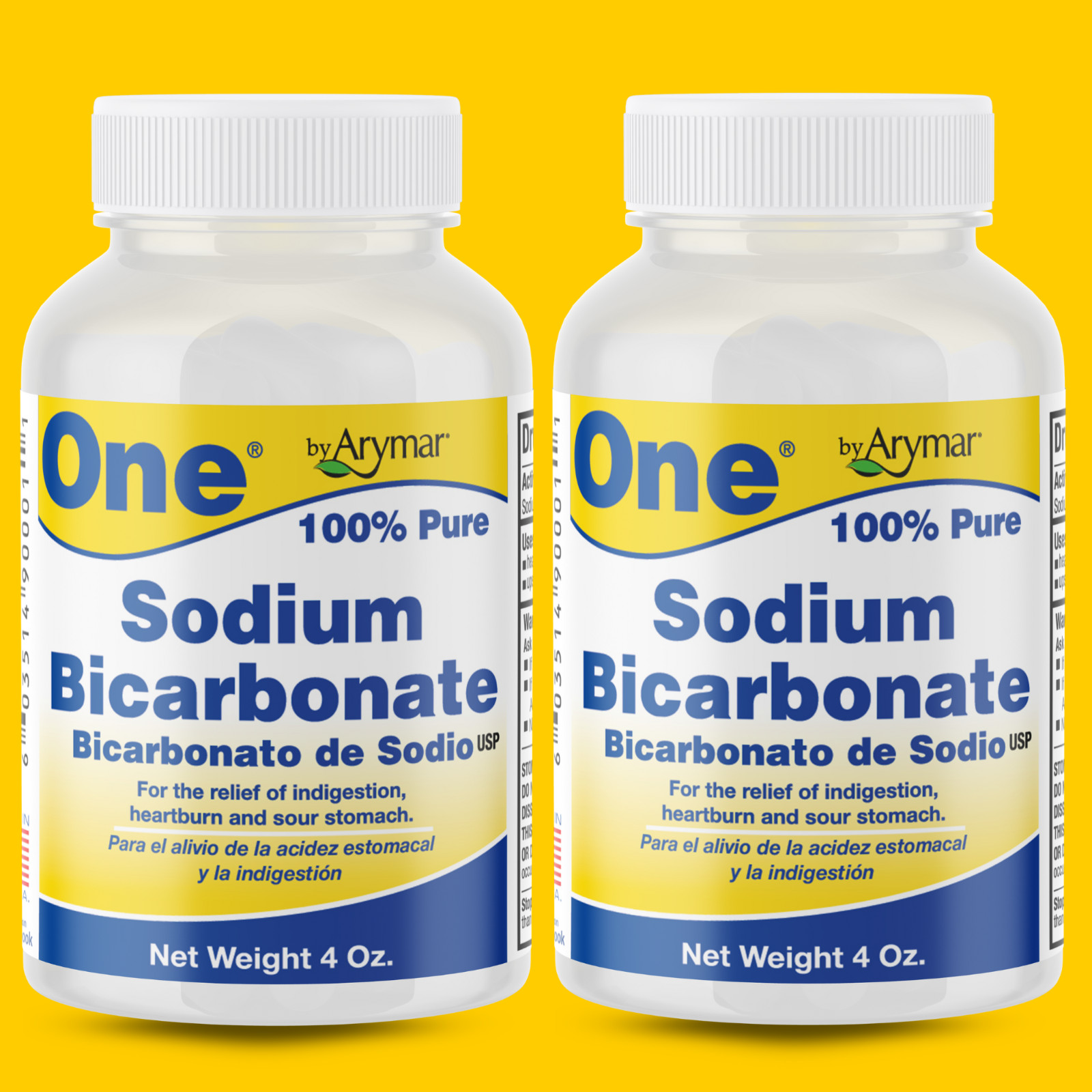 Arymar Pure Sodium Bicarbonate Powder 4 oz (Pack of 2) - Natural Baking Soda