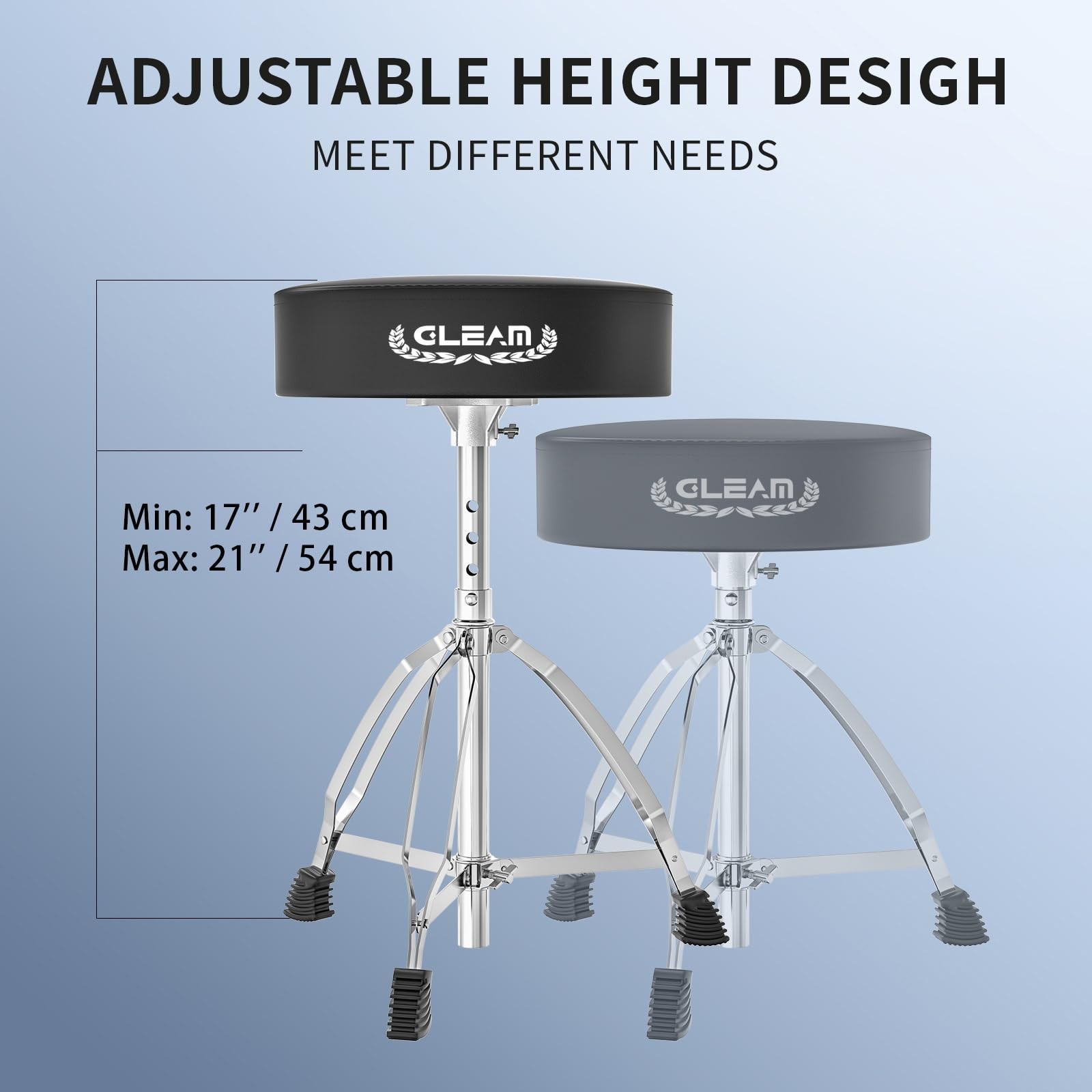 GLEAM Drum Throne Height Adjustable - Drum Seat Thick Padded Universal Drum S...
