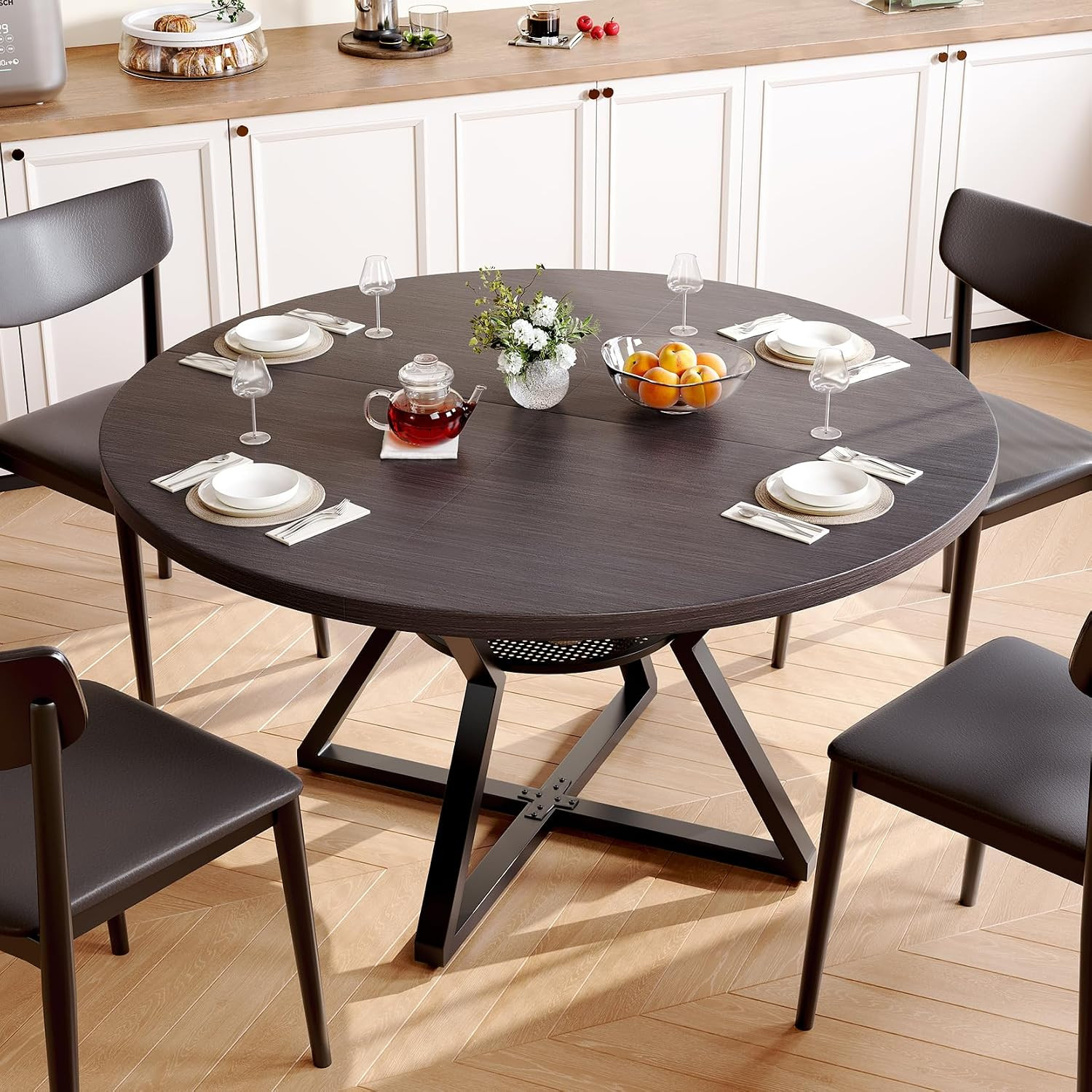 47" round Kitchen Dining Room Table for 4-6 Circle Dining Dinner Table