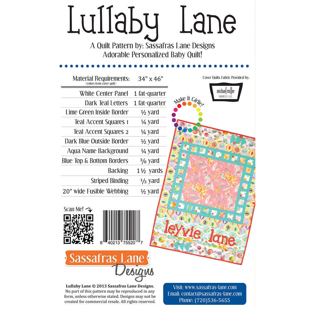 Sassafras Lane Designs Lullaby Lane Quilt Pattern
