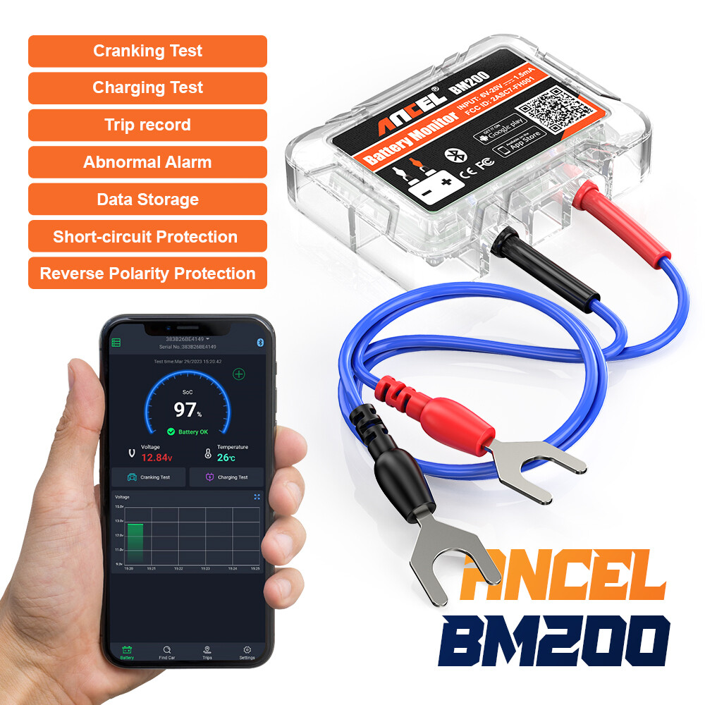12V lead-acid Car Battery Tester & Monitoring Cranking Charging Test 100-2000CC