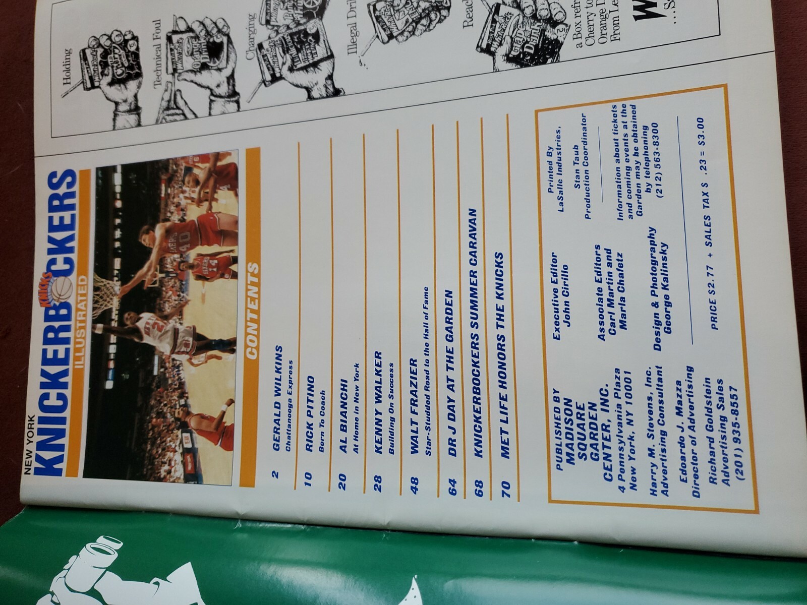 1987 Knicks Program November 10, 1987 Atlanta Hawks Ewing/Wilkins/mark jackson